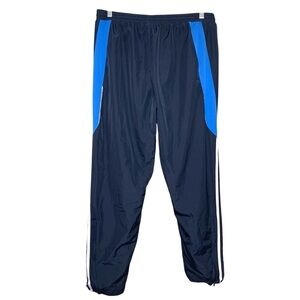 Retro adidas Navy Blue Nylon Sweatpants 3 Stripes Sz M Zip Hem Pull on Jogger